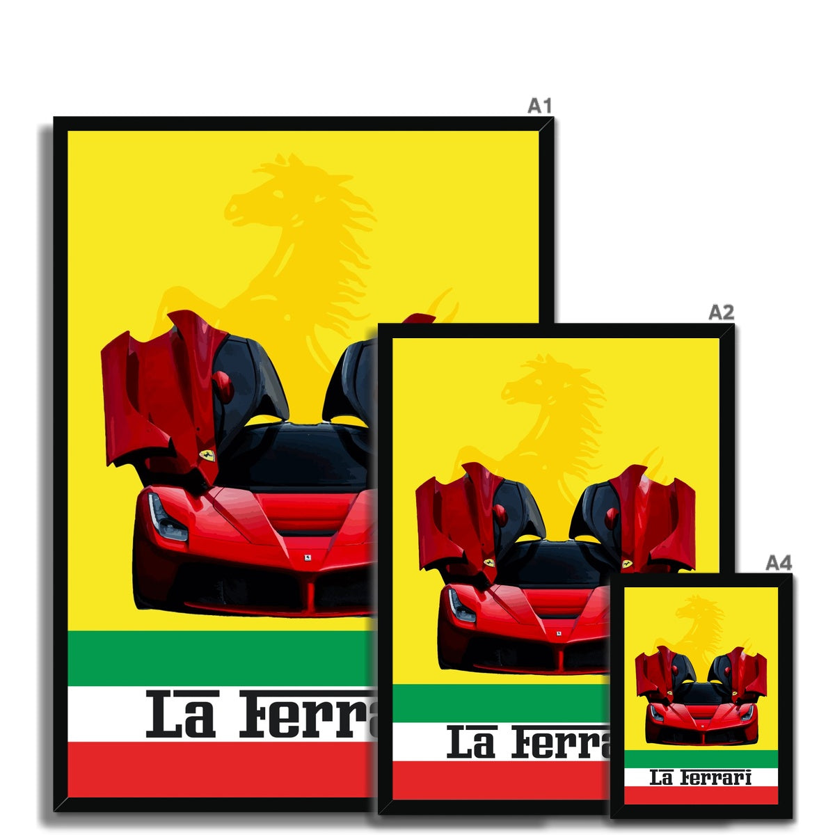 Ferrari La Ferrari hyper car in red. Premium framed art print for car enthusiasts.