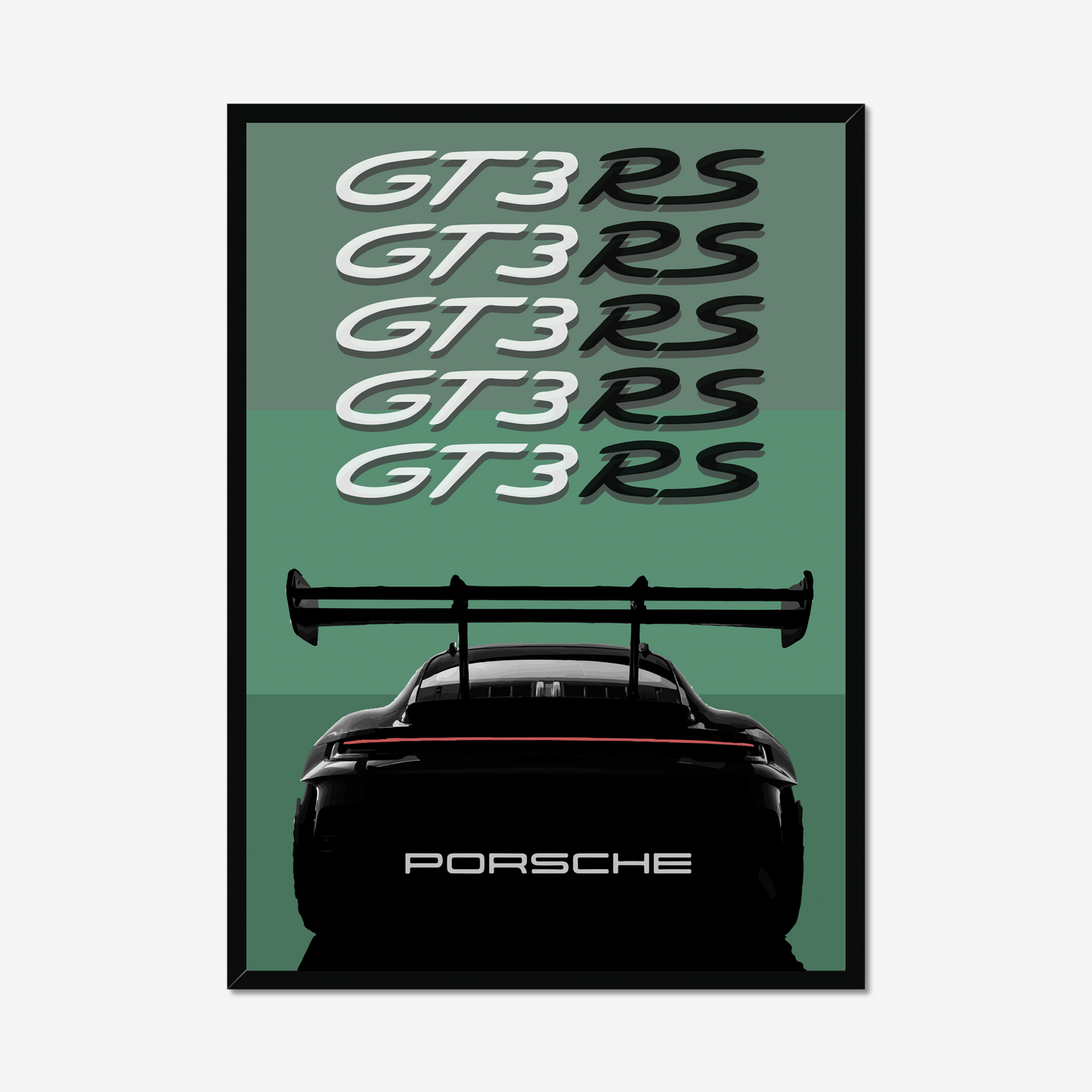 Tall black-framed Porsche 911 GT3 RS artwork