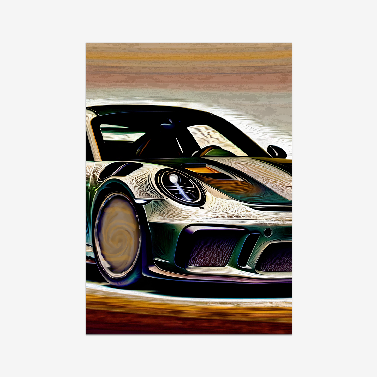Tall unframed Porsche 911 portrait with white margins