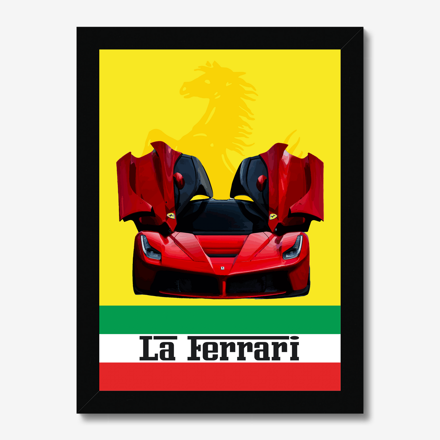 Ferrari La Ferrari hyper car in red. Premium framed art print for car enthusiasts.