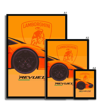 Lamborghini Revuelto supercar. Italian supercar. Premium framed art print.