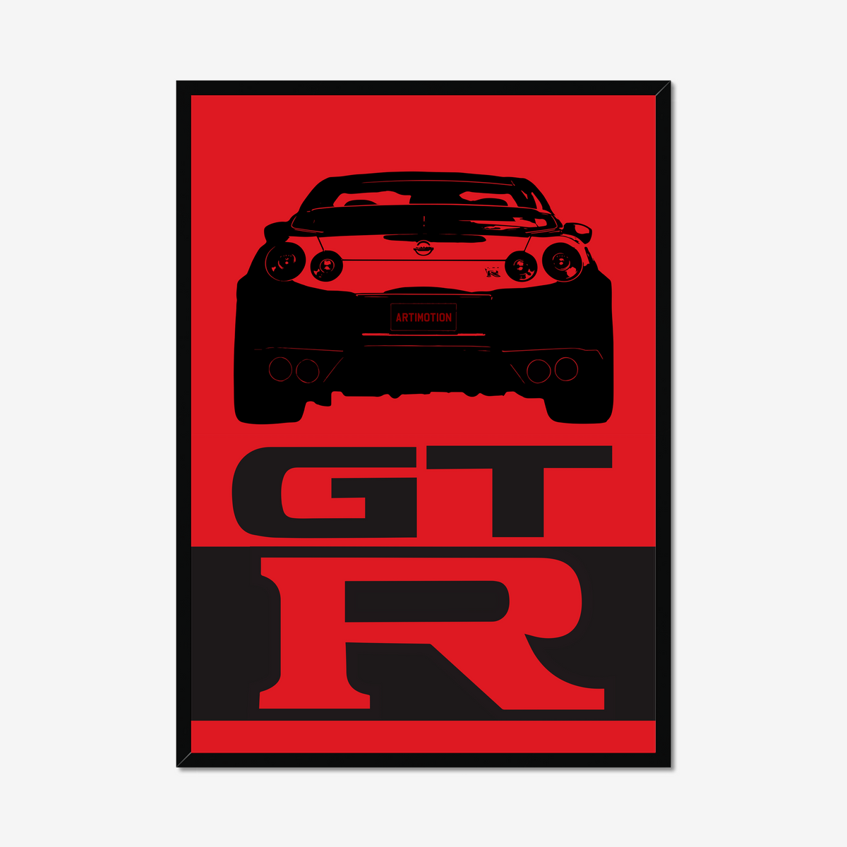 Tall black-framed Nissan GT-R R35 portrait