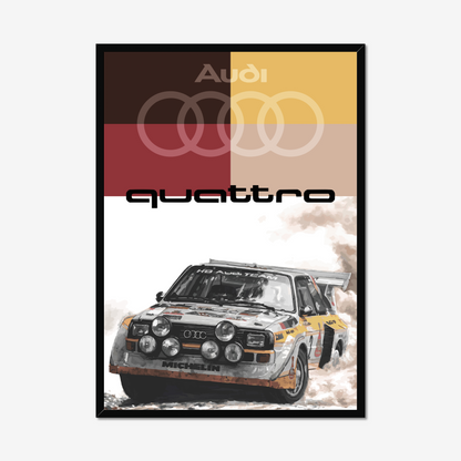 Full black-framed Audi Quattro rally artwork