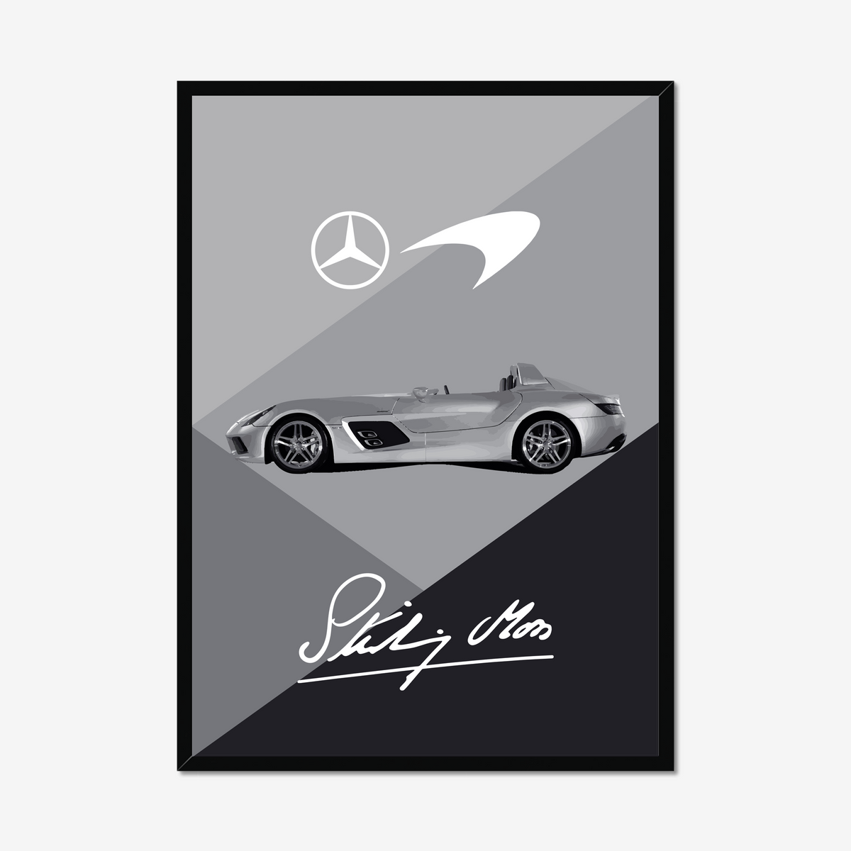 Mercedes SLR McLaren portrait in a black frame with soft shadow