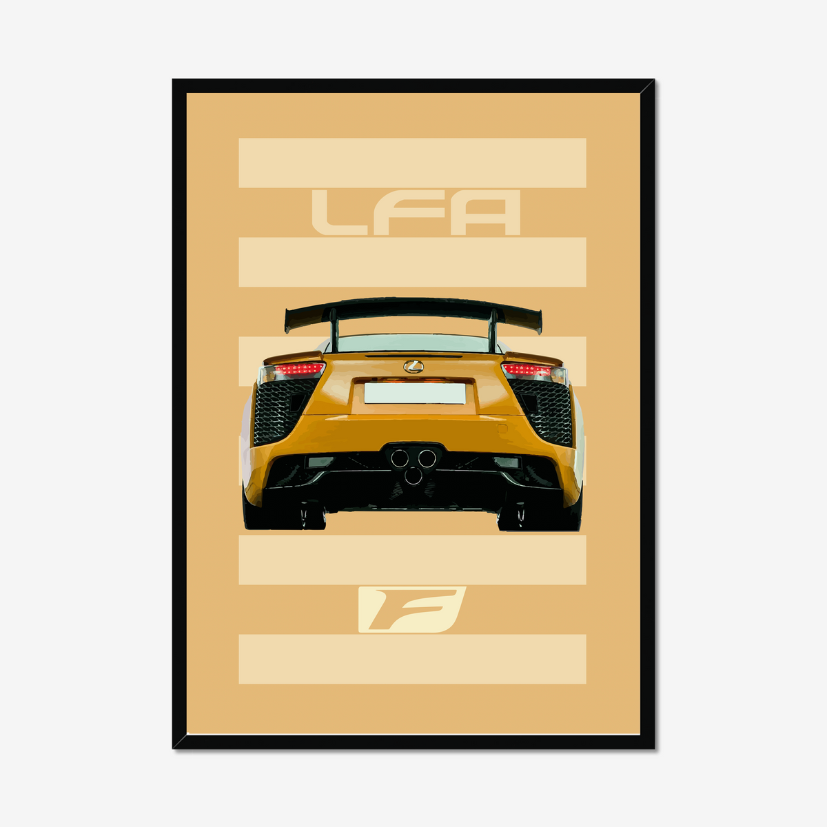 Full black-framed Lexus LFA rear-view artwork