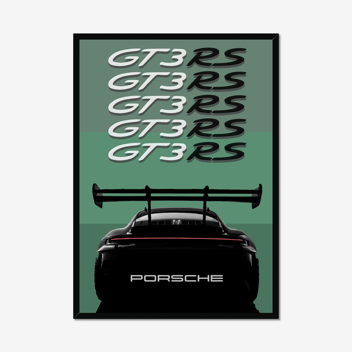 Tall black-framed Porsche 911 GT3 RS artwork