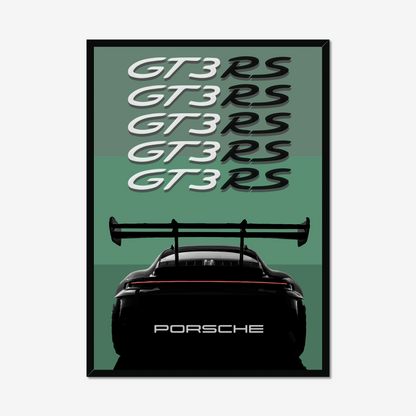 Tall black-framed Porsche 911 GT3 RS artwork