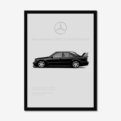 Centred Mercedes 190E Evo II profile print