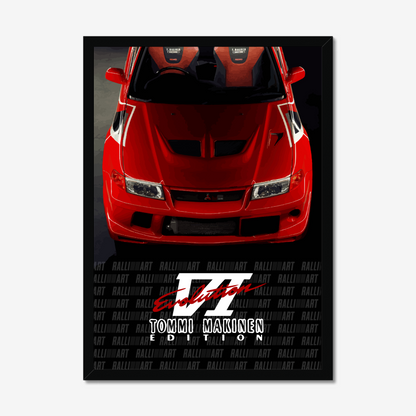 Red Evo VI overhead portrait in a deep black frame