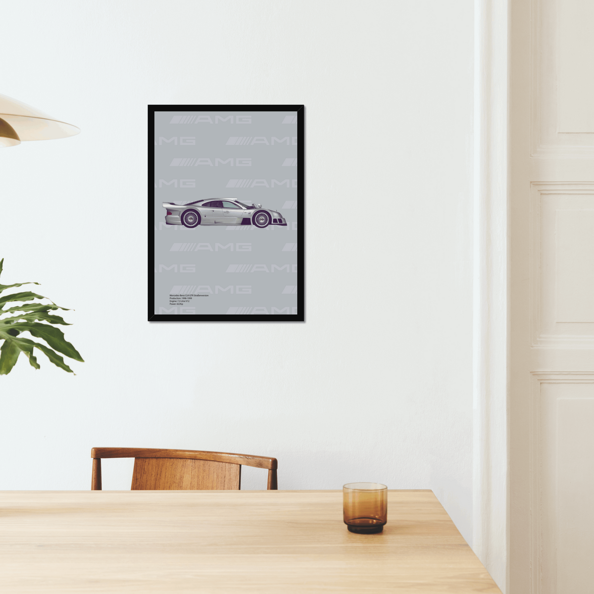 CLK GTR artwork displayed above a dining table