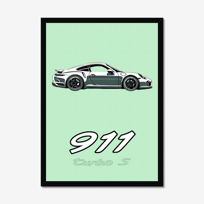 Narrow black-framed Porsche 911 Turbo S artwork