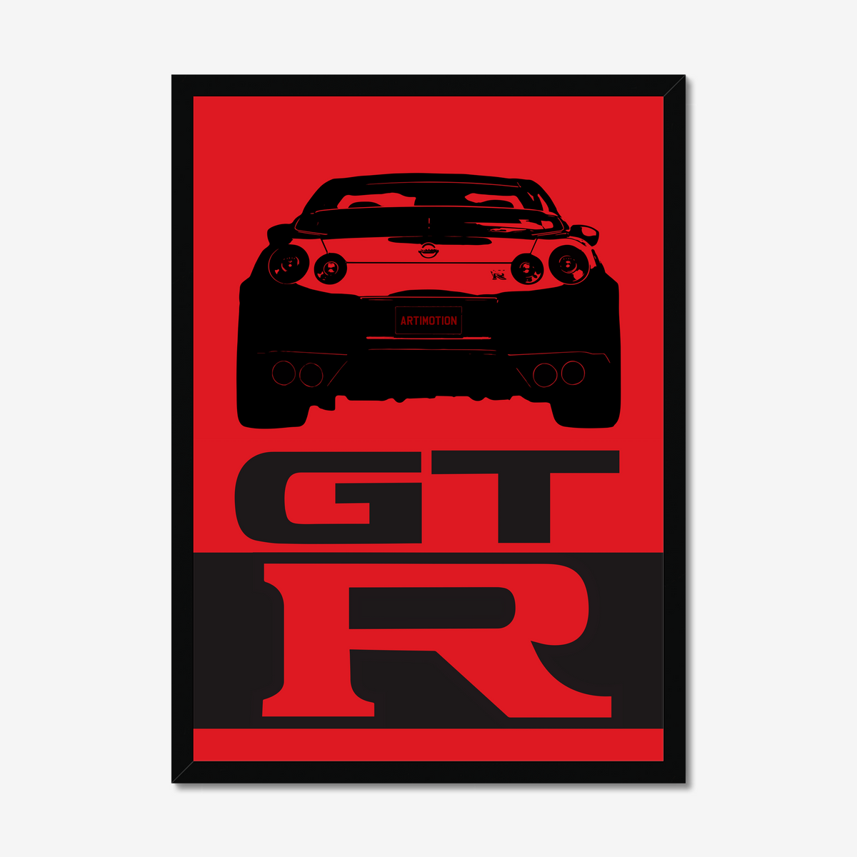 Deep black-framed Nissan GT-R R35 red portrait