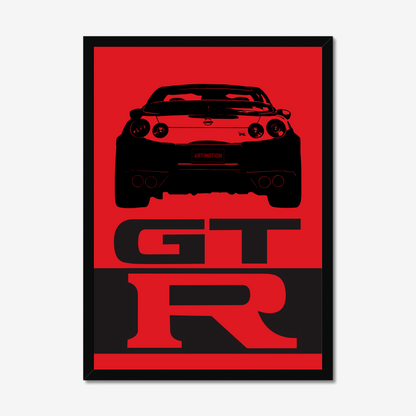 Deep black-framed Nissan GT-R R35 red portrait