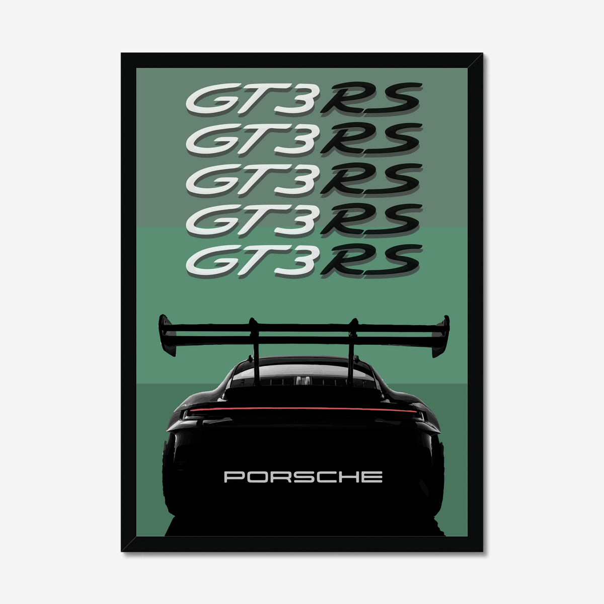 Full Porsche 911 GT3 RS rear-view artwork