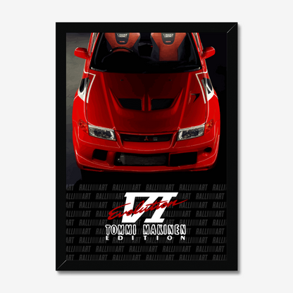 Red Evo VI Tommi Makinen artwork in a black frame