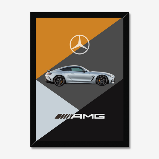 Black-framed Mercedes-AMG GT geometric artwork
