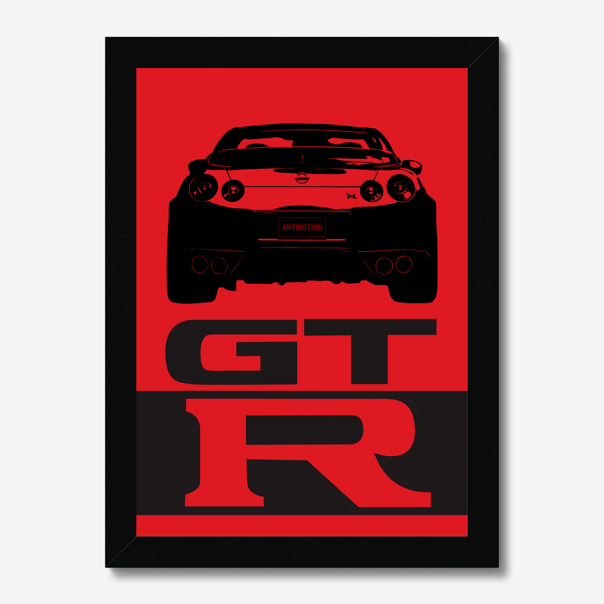 Centred Nissan GT-R R35 rear-view artwork