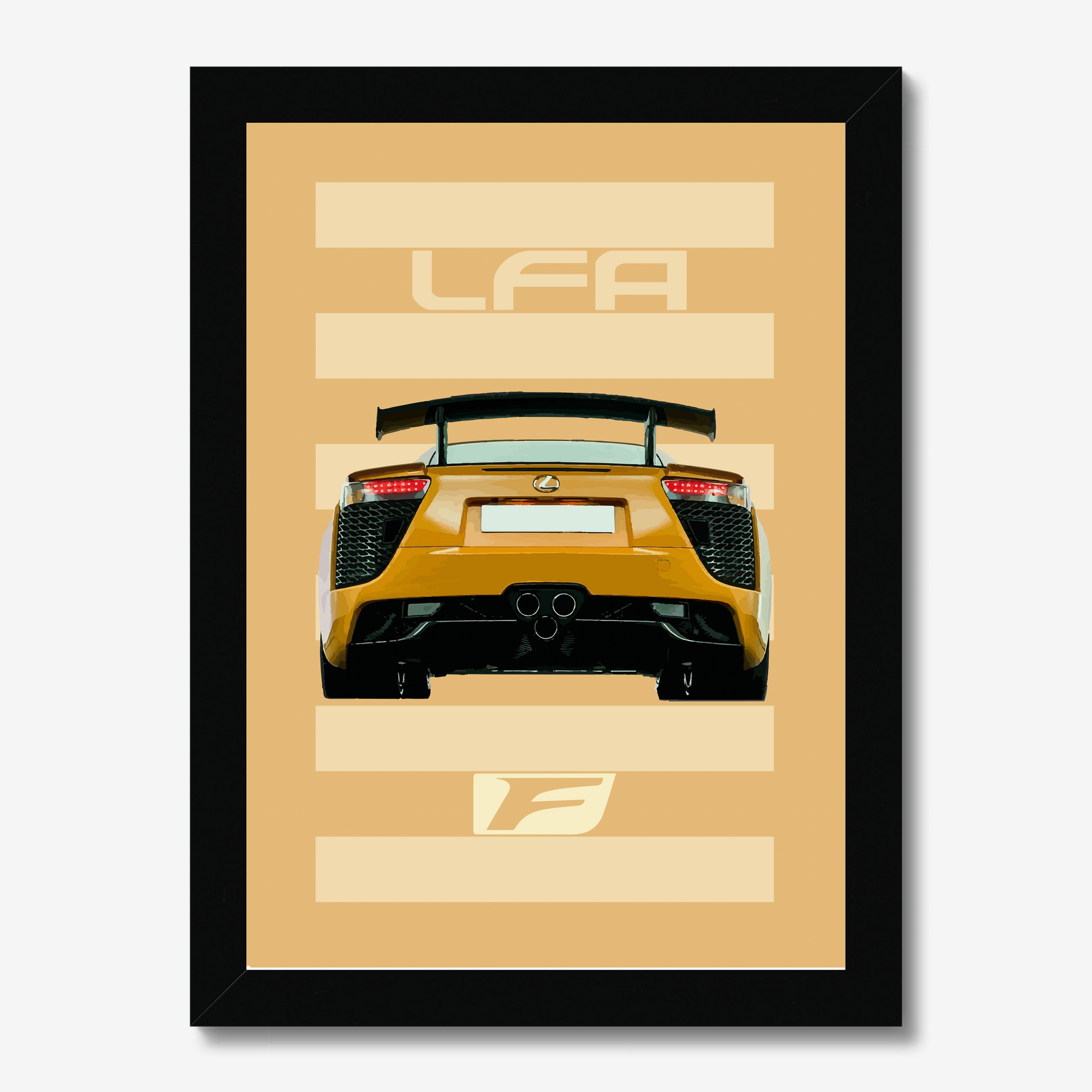 Compact black-framed Lexus LFA V10 artwork