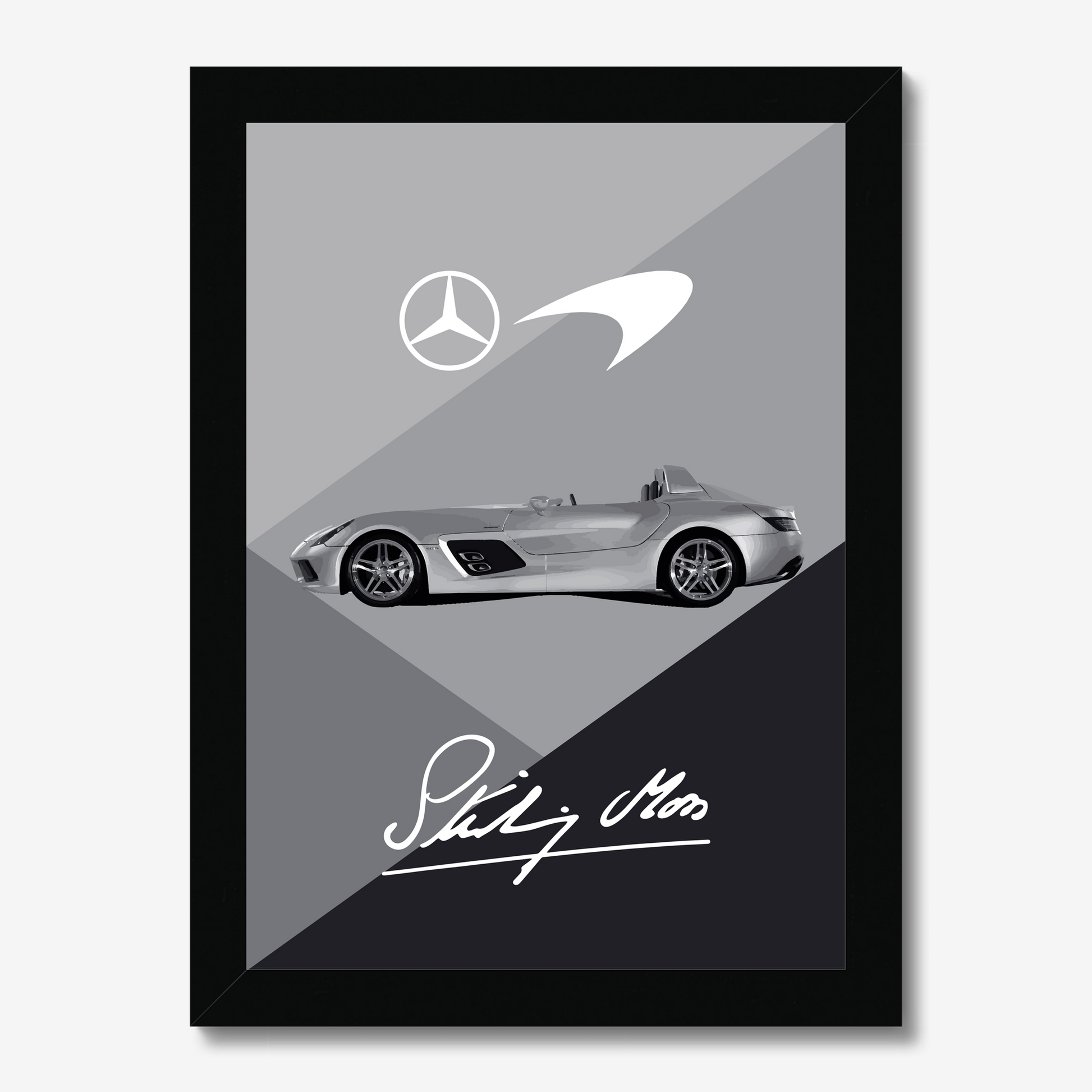 Compact black-framed Mercedes SLR McLaren profile print