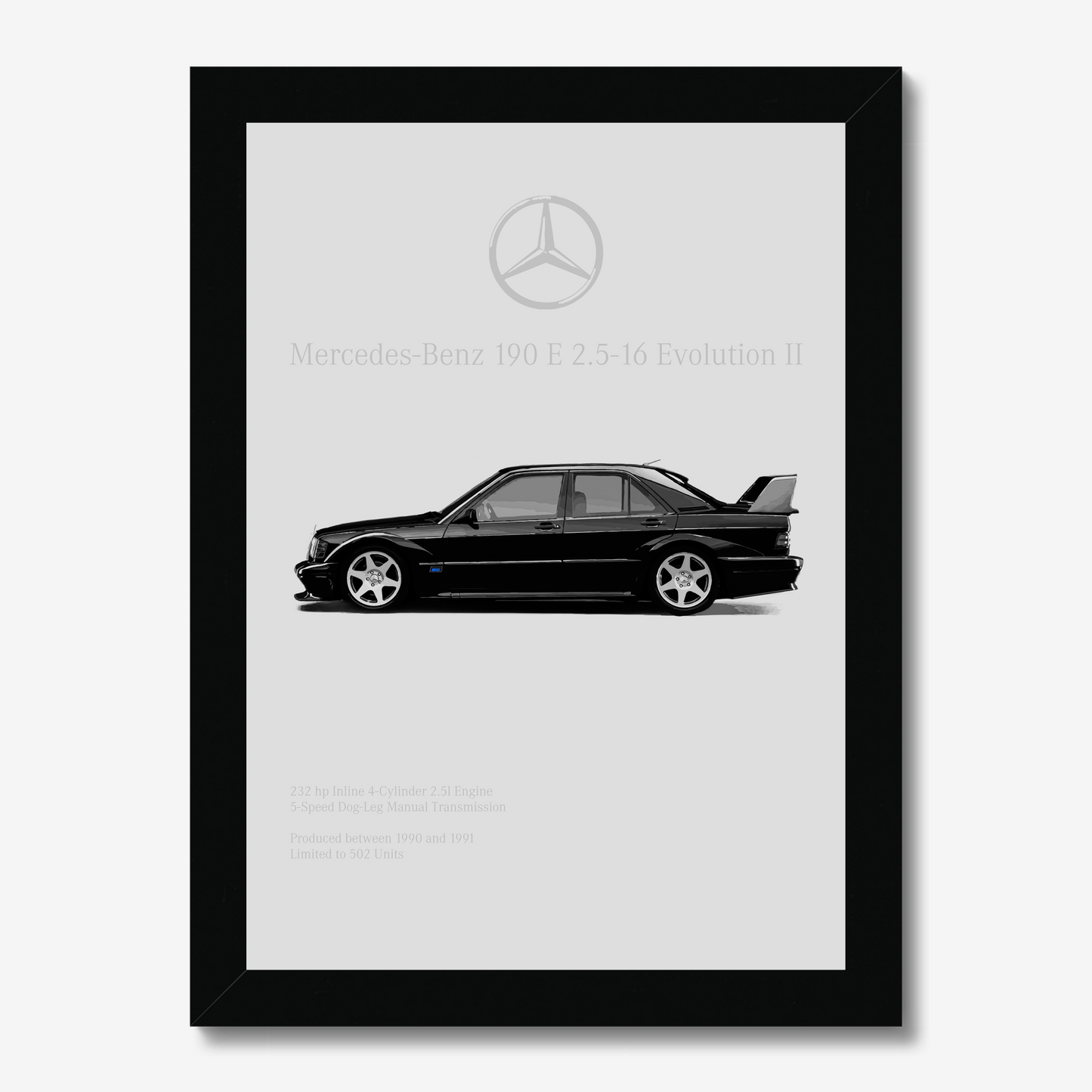 Full Mercedes 190E Evo II side-profile artwork