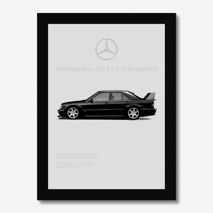 Full Mercedes 190E Evo II side-profile artwork