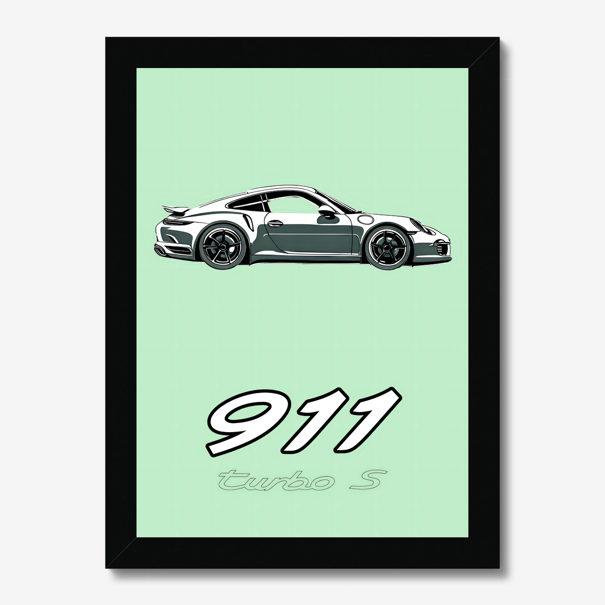 Compact black-framed Porsche 911 Turbo S print