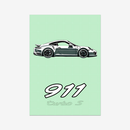 Broad unframed Porsche 911 Turbo S artwork