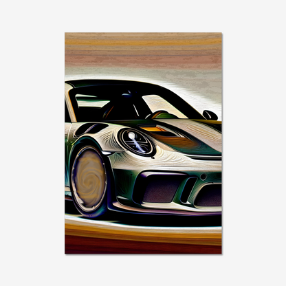 Unframed Porsche 911 abstract print with broad white surround