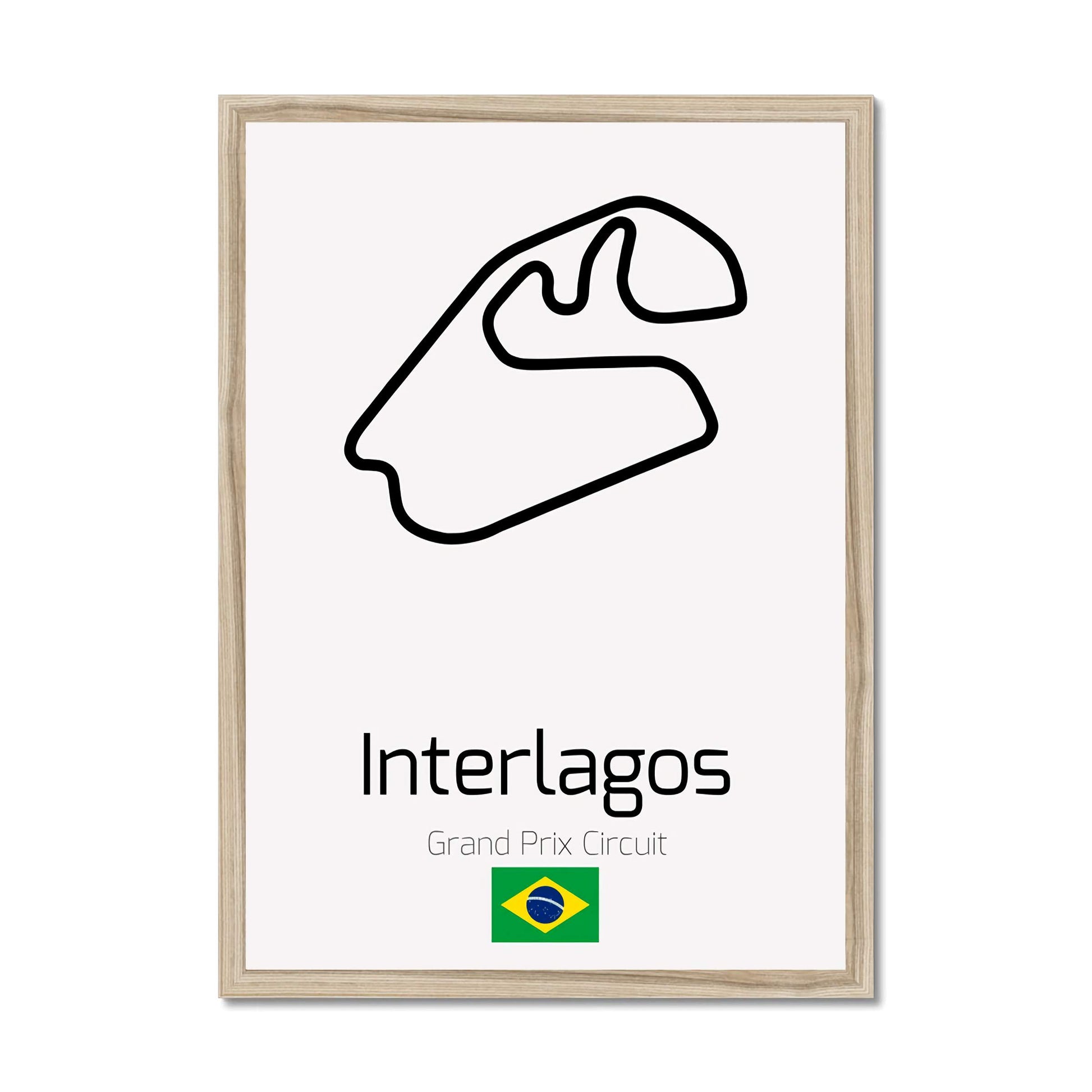 Formula 1 Motorsports Art Prints. Circuit layout premium art prints. Interlagos circuit.