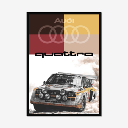 Audi Quattro rally legend all-wheel drive motorsports premium framed art print.