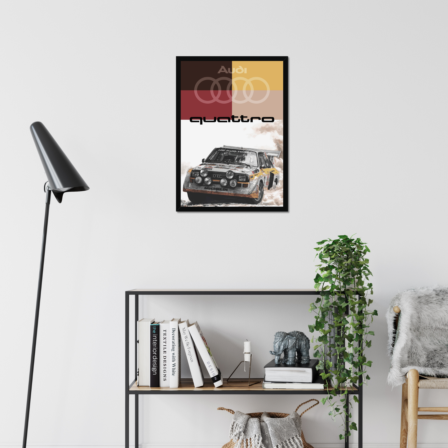 Audi Quattro rally legend all-wheel drive motorsports premium framed art print.