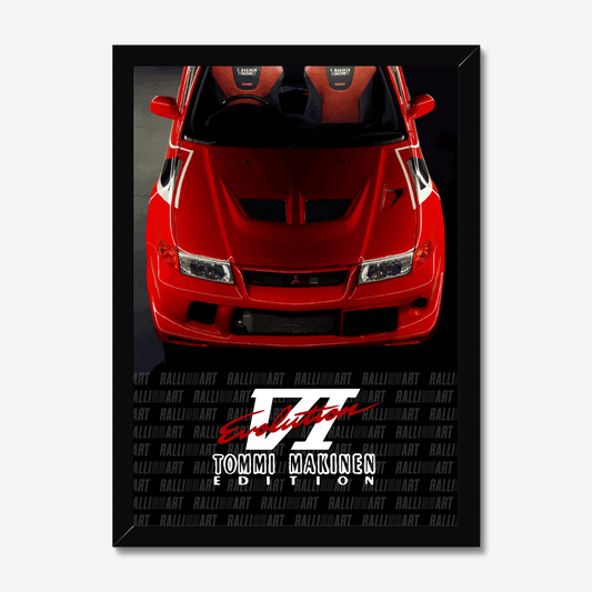 Mitsubishi Lancer EVO VI Tommi Makinen Edition premium framed wall art for car and motorsports enthusiasts and collectors.