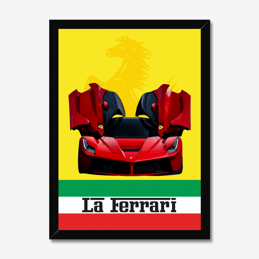 Ferrari La Ferrari hyper car in red. Premium framed art print for car enthusiasts.