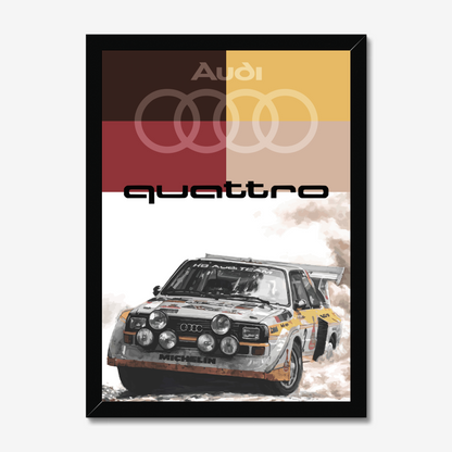 Audi Quattro rally legend all-wheel drive motorsports premium framed art print.